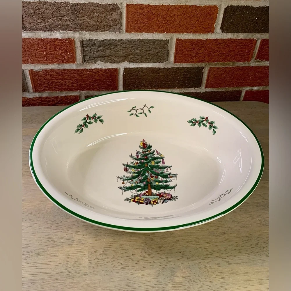 SPODE 'CHRISTMAS TREE'‎ LARGE OVAL BAKER - OVEN TO TABLE -ENGLAND